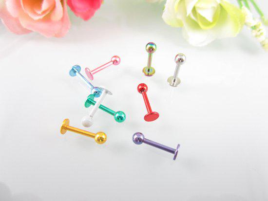 100pcs Mixed Color Labret Stud Globular Lip Ring 316L stainless steel Hot Sale Beautiful Body Jewelr