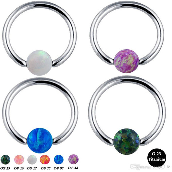 1pc G23 Titanium Septum Piercing Nose Ring Opal Ball Closure Nipple Lip Tragus Eyebrow Earring Nose Rings Body Jewelry