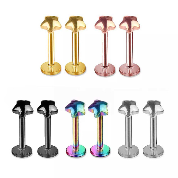 Wholesale Labret Lip Chin Ring Nose Ear Bar Stud Stainless Steel Piercing Fashion Body Jewelry Free Shipping