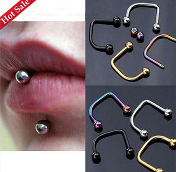 100pcs Surgical Steel Lip Labret Rings Bar Body jewelry piercing Labret Rings 16G Three Colors