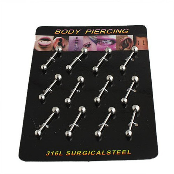 12pcs/lot Colorful Glitters Lip Tongue Rings Sexy Surgical Steel Fashion Piercing Tongue Studs Jewelry for Women Men Birthday Christmas Gift