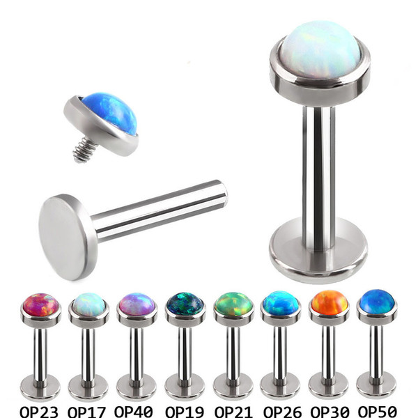 Steel Opal Stone Lip Rings Body Jewelry Labret Nose Studs Ring Earring Piercings High Quality