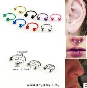 Stainless steel eyebrow nail gold titanium steel eyebrow nail C pole Milk ring nose ring collar ring lips