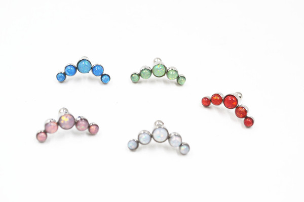 Lot50pcs Body Jewelry- Opal Gems Ear Studs/Earring Stainless Steel Helix Bar Upper Earring Body Piercing