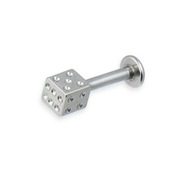 High Quality Stainless Steel Dice Labret Stud Lip Ring Ear Bar In Piercing Body Jewelry Mix 3 Size 30pcs/lot