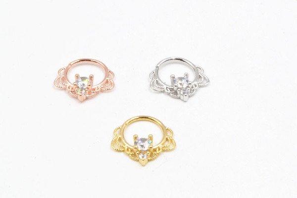 50pcs Body Jewelry Piercing - SHINE CZ Gems Ear Helix Bar Lip Rings Bend Nose Septum Ring Cartilage Nose Hoop Rings NEW