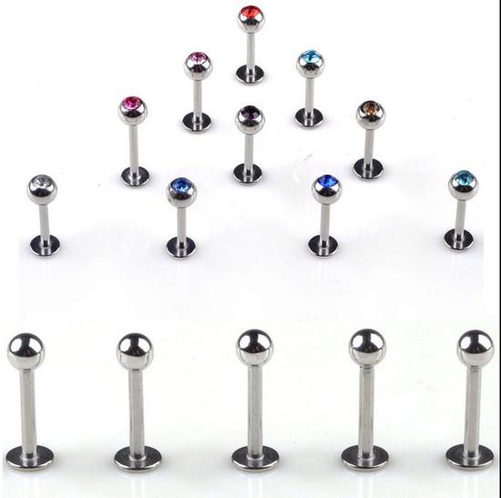 Wholesale-OP-10x Bulk Stainless Steel Lip Chin Labret Ring Bar Stud Tragus Ball Body Piercing