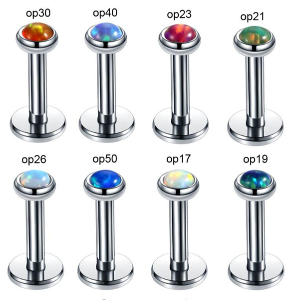 16G Opal Piercing Labret Stud Langue Lip Stud Piercing Ear Cartilage Ear Stud Ombligo Earring Ear Piercing Body Jewelry