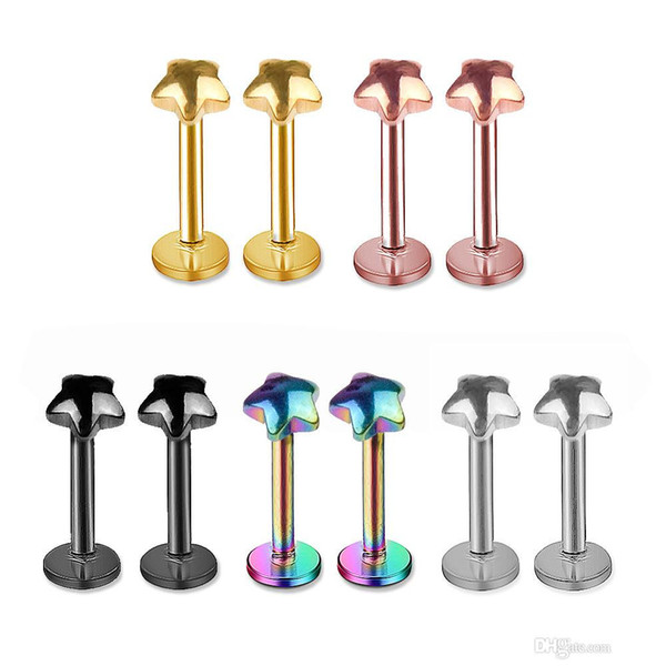 Wholesale Labret Lip Chin Ring Nose Ear Bar Stud Stainless Steel Piercing Fashion Body Jewelry Free Shipping