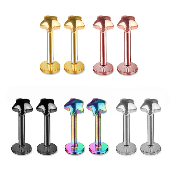 Wholesale Labret Lip Chin Ring Nose Ear Bar Stud Stainless Steel Piercing Fashion Body Jewelry Free Shipping