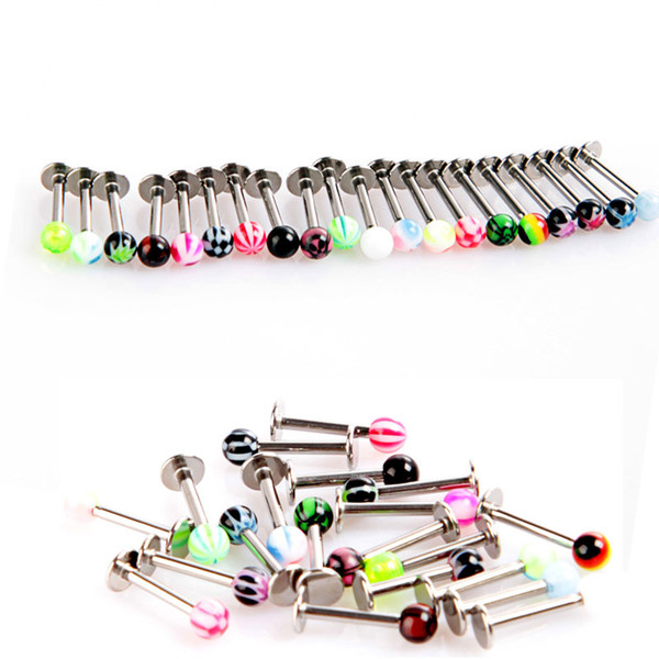 Fashion 20Pcs Stainless Steel Ball Lip Rings Labret Stud Piercing Jewelry Lip Piercing Labret Ring