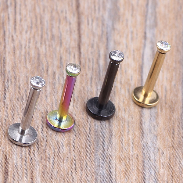 16G Clear Tragus Helix Bar 2mm Gem Stainless Steel Labret Lip Bar Rings Stud Cartilage Ear Piercing Body Jewelry