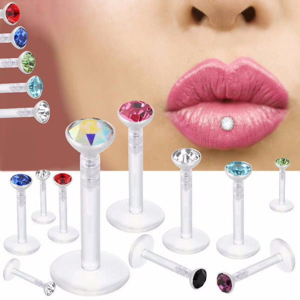 2017 newest Acrylic labert bar Lip Tongue Ring ear bone Rings earrings Body Piercing Jewelry Lip