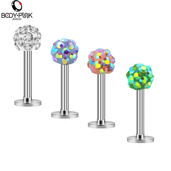 wholesale 4Pcs 16G Labret Piercing 316L Stainless Steel Monroe Lip Piercing Tragus Helix Stud Earring Piercing