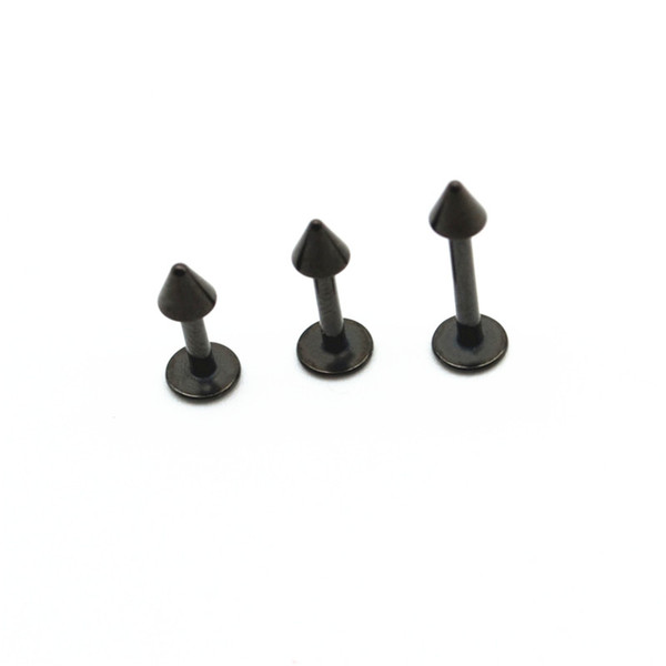 Black Labret Ring Lip Stud Bar Spike Surgical Steel 16 Gauge Popular Body Piercing Jewelry Cartiliage Tragus Monroe Wholesale