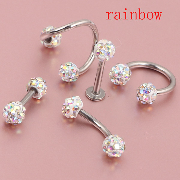 Lip stud L26 25pcs Mix 5 style Body Jewelry Shamballa Ball labret stud lip jewelry