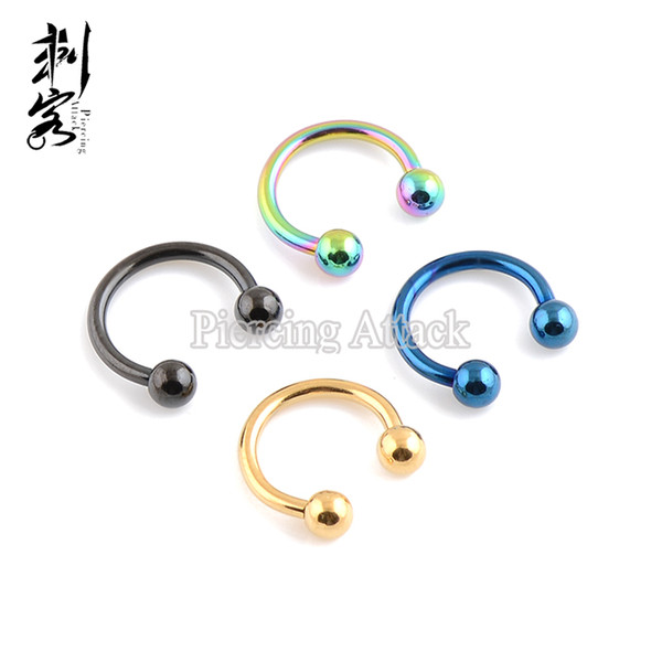 14 Gauge Titanium Anodized Ball Horseshoe 1.6*10*4mm Body Jewelry