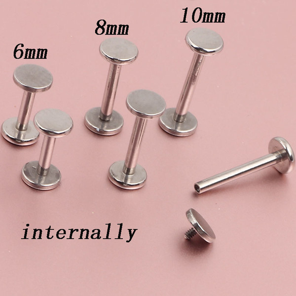 Plane TOP STEEL MONROE LIP RING STUD INTERNAL THREAD PIERCING 16G 6/8/10mm Earring Tragus Bone stud