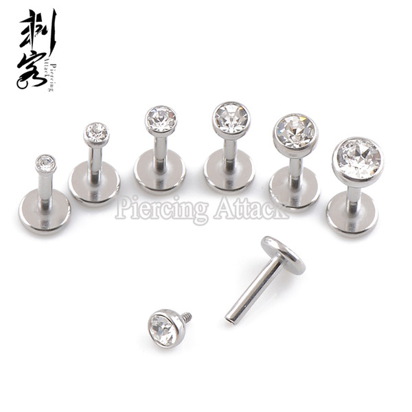 18G Triple Forward Helix Internally Threaded Labret lots of 24 pcs Mixed 6 Sizes Free Shipping Wholesale