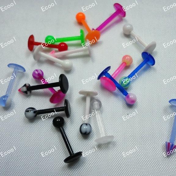 Wholesale Jewelry Bulk Lots UV Flexible Acrylic Tongue Bar Lip Belly Eyebrow Ear Body Piercing Plug LR344 Free Shipping