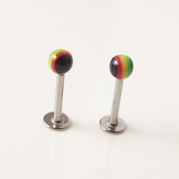 100 Pieces Labret Lip Ring Rainbow ball Stainless Steel Barbell Helix Tragus Ear Body Piercing Jewelry