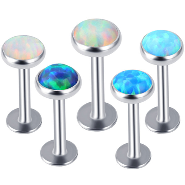 Opal lip Stud Stone Labret Ring 16G Lip Stud Kit Body Jewelry For Women Ear Cartilage Earring Piercing Ombligo