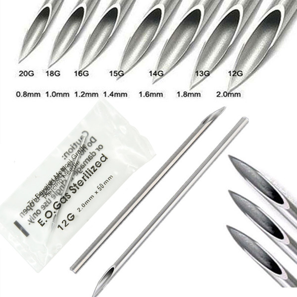 100pieces Sterile Tri-Beveled Medical Grade Surgical Steel Body Piercing Needle Tattoo Needles For Navel Nipple Ear Nose Lip