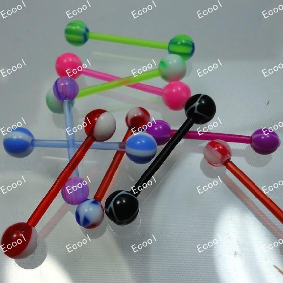 Nice Wholesale Jewelry Lots UV Flexible Acrylic Tongue Bar Lip Belly Eyebrow Ear Barbell jewelry LR343 free shipping