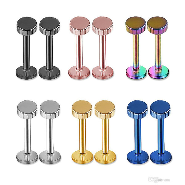 Wholesale columned Labret Lip Chin Ring Nose Ear Bar Stud Stainless Steel Piercing Fashion Body Jewelry Free Shipping