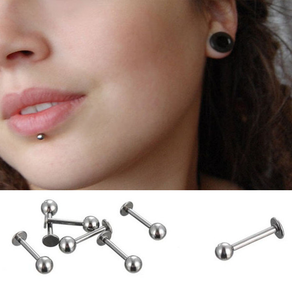 16G Cheap Lip Ring Body Jewelry 50pcs/lot Mix 6MM 8MM 10MM Bar Stainless Steel Labret Stud Nose Bar Fashion Piercing Body Jewelry