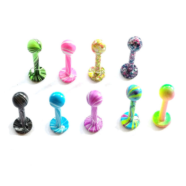 new color stainless steel labret lip rings wholesale mix 100pcs 16gauge body jewelry lip piercing jewelry with balls