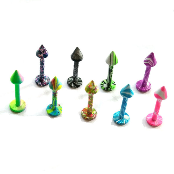 Body Piercing Jewelry New Color 16G Stainless Steel Lip Piercing Labret Rings with Cones Mix 100pcs Wholesale