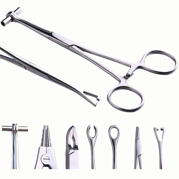 1 Piece Stainless Steel Ear Lip Navel Nose Tongue Septum Forcep Clamp Pliers Tool for Body Piercing Rings Opening Round Plier