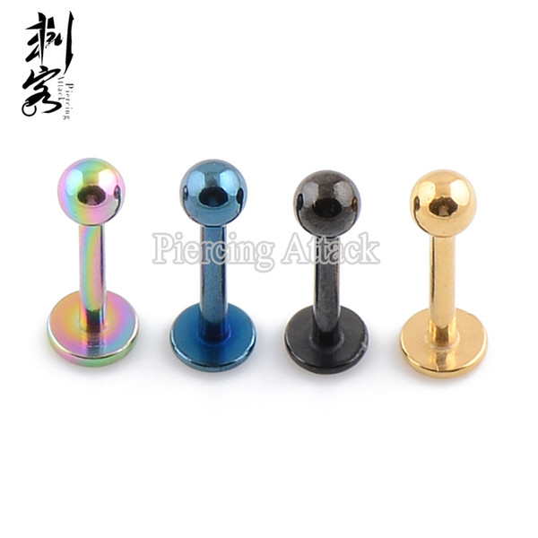 Basic Body Jewelry 16 Gauge Titanium Anodized Labret Mixed 2 Sizes