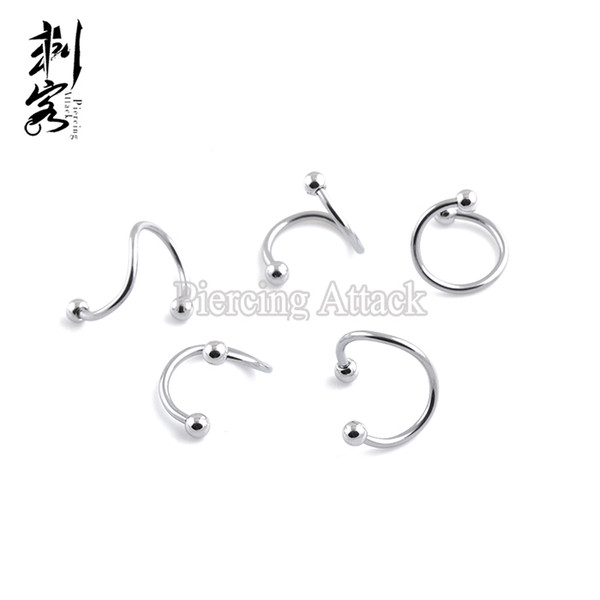 Free Shipping 16 Gauge 316L Surgical Steel Spiral Twister With Spike Labret Lip Rings Body Jewelry 50 pcs per lot