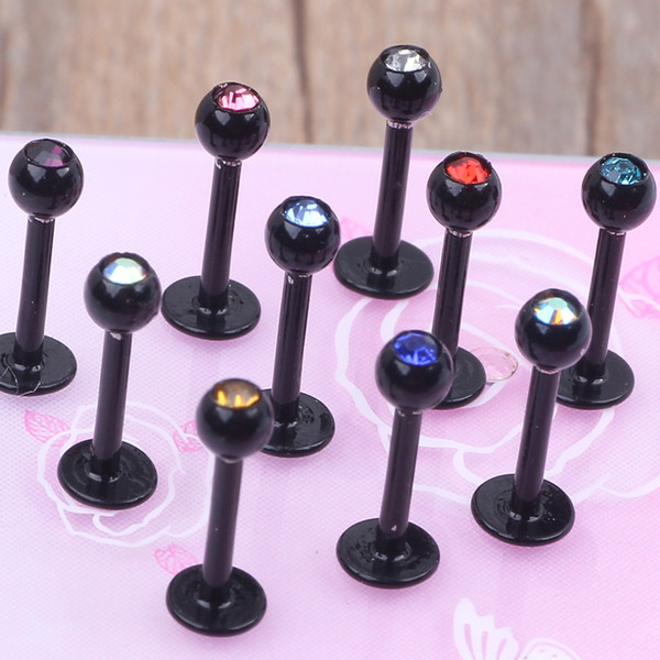 16 ga Labret with five-gem balls lip ring labret ring body jewelry mixing colors