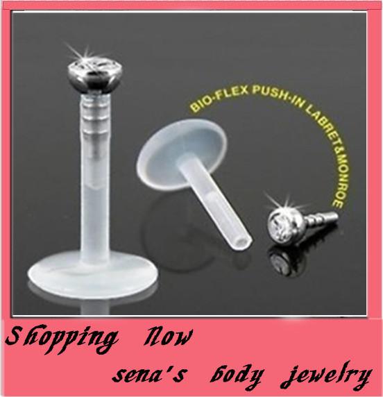 Piercing 30pcs/lot clear flexible uv acrylic transparent labret ring lip piercing jewelry