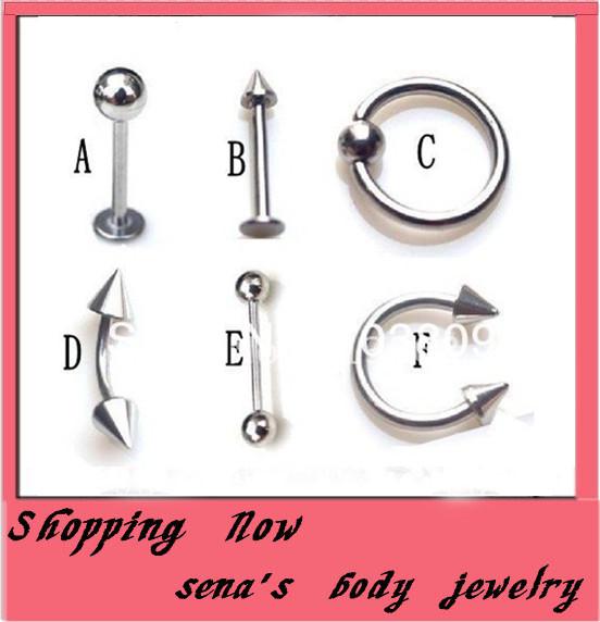 free shipping,wholesales 300pcs/lot mix 6 stylebody piercing jewelry nose ring labret ring