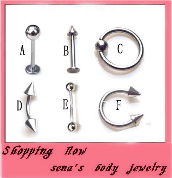 Body Jewelry Piercings Stainless Steel Rhinestone Belly Rings Tongue Lip Piercing Mix Lots