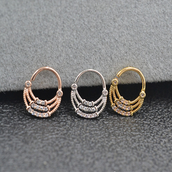 10pcs Body Jewelry Piercing CZ India Style Ring Ear Helix Daith Cartilage Tragus Earring Nose Septum Ring Bend Shine 20g NEW