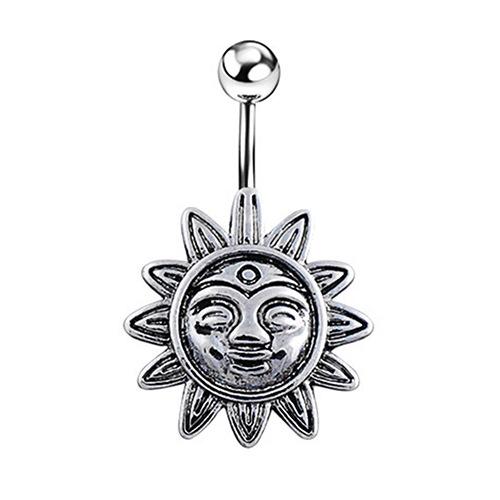 New Arrival Sunflower Smile Face Belly Button Navel Bar Ring Barbell Body Piercing Jewelry