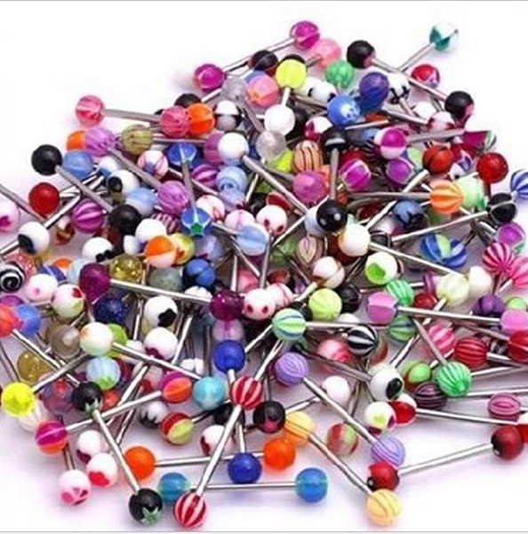 Mixed color small wholesale puncture jewelry acrylic tongue nails anti allergy stainless steel belly button multi-color mixed hair a pac