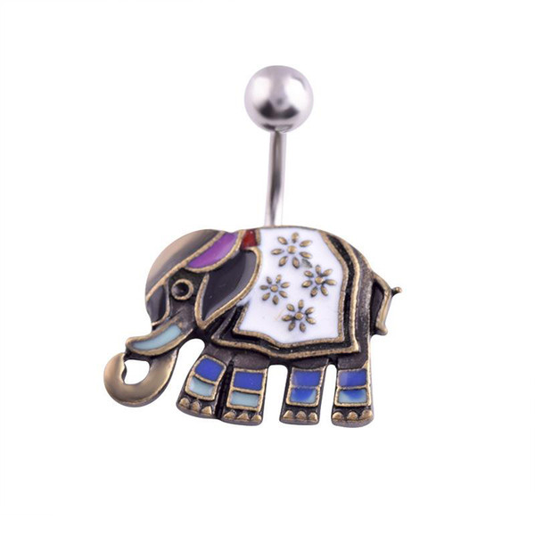 2018 Newly Fashion Cute Belly Button Ring Stainless Steel Elephant Navel Body Piercing Jewelry on Sale