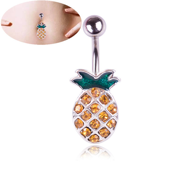 Strawberry pineapple Belly Button Navel Rings Crystal piercing jewlery body navel belly ring Body Piercing