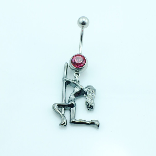 Classic Belly Button Ring Stainless Steel Barbell Dangle Gun Black Dancing Girls Navel Rings Piercing Body Jewelry