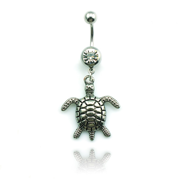 New Arrival Fashion Belly Button Rings 316L Stainless Steel Barbell Vintage Turtle Navel Body Piercing Jewelry