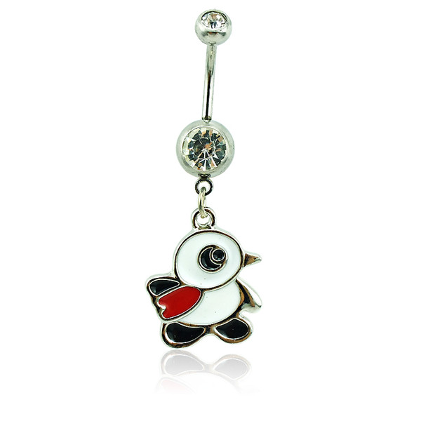 Wholesale Belly Button Rings 316L Stainless Steel Barbell Dangle Color Enamel Birds Navel Body Piercing Jewelry