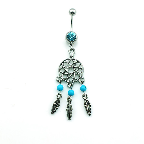 Fashion Belly Button Rings Stainless Steel Barbells Dangle Pierced Dream Catcher Sexy Navel Body Piercing Jewelry