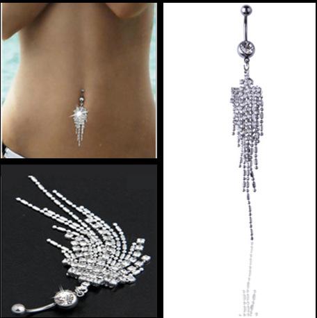 Sexy Dangle Belly Bars Belly Button Silver diamond Rings Belly Piercing CZ Crystal Flower Body Jewelry Navel Piercing Rings Drop ship