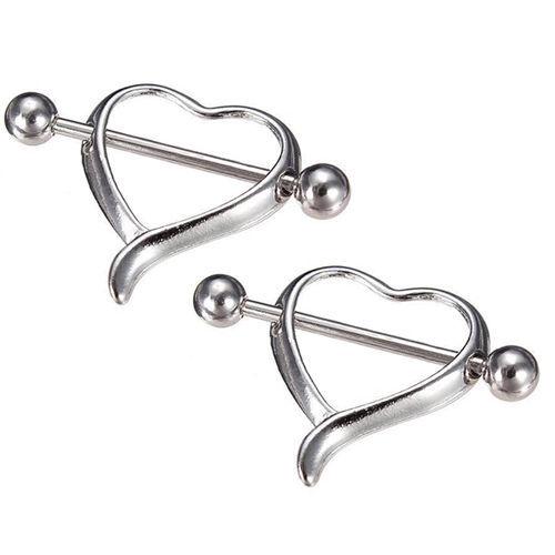 Stainless Steel Love Heart Nipple Shield Bar Ring Body Piercing Jewelry Hot ~NA466